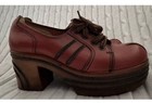 Amazing Vintage 60s Hippie Oxford Platform Red Leather  Shoes 40 Us 9 5 New   