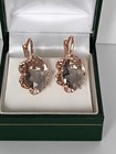 Vintage 1990-s 14 Ct Rolled Gold Large Grey Quartz Earrings-hallmarked 585 Rg
