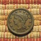 1856 Braided Hair Large Cent  Vf      Nice Original Coin With Golden-brown Tones