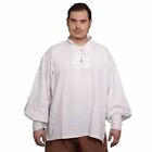 Viking Pirate Shirt Classic Medieval Renaissance Handmade Costume Cotton White