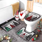 4 Pcs Christmas Shower Curtain Set  Christmas Bathroom Set With Non Slip Rug  To