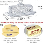 Crystal Covered Butter Dish 8inch Classic Glass 2-piece Design Butter Keeper Wit