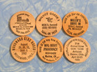 Lot Of 6 Different Vintage Oklahoma Wooden Nickels Token Wood Coin Collection Ok