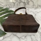 Vintage 60s Top Handle Frame Purse Bag Brown Snakeskin Leather Kisslock Clasp