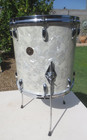60s Gretsch 4417 Round Badge 14x14 Floor Tom Drum White Marine Pearl  Nice 