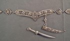 Antique Armenian Silver Filigree Belt  Miniature Dagger Kindjal Armenia Caucasus