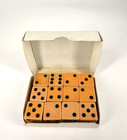 Vintage Butterscotch Bakelite Dice Set 12 Large Black Pips Original Box 5 8 