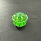 Vintage Iridescent Green Vaseline Glass Flower Frog 8 Holes