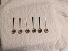 6 Vintage N m Thune Norway Spoons 925 Sterling Silver   Enamel
