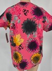 Womens Scrub Top Butter-soft By Ua Cotton Blend Pink Sunflowers Pockets