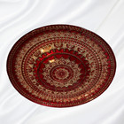 Turkish Set Of 6 Ruby Red Glass Dessert Plater W  Cake Stand Golden Textured