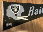 Vintage 1980s Los Angeles  Raiders Nfl Football Pennant Helmet Logo Black Felt
