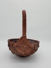 Vtg Handwoven God   s Eye Small Wooden Wicker Buttocks Egg Gathering Baskets Set 2