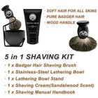 5 In 1 Shaving Kit For Wet Shave  Set Includes Hand Crafted Pure Badger Shave   