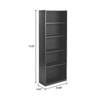 5-shelf Bookcase With Adjustable Shelves True Black Oak