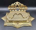 Antique Victorian Aesthetic Inkwell Ink Standish Gold Gilt Cast Iron 19th C