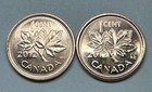 2012 1c Canadian Canada Penny 2-coin Set Zinc   Steel Last Year Of Issue Cent