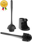Toilet Plunger And Bowl Brush Combo For Bathroom Cleaning  Black  1 Set