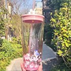 New Starbucks China Cherry Blossom Tumbler Red Sakura Glass Straw Cup 20 Oz