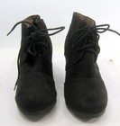 New Black 2 5 high Wedge Heel Lace Toe Ankle Boots  Women Size 7