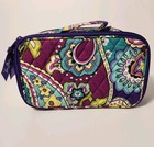 Vera Bradley Cosmetic Makeup Bag Paisley Quilted Double Zip Heather Retired