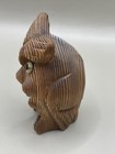 Vintage Hand Carved Wood Owl 2 5    Figurine Cryptomeria Glass Eyes