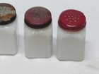 Vintage Hazel Atlas Milk Glass Dutch Boy Girl Salt Pepper Sugar Shakers Art Deco