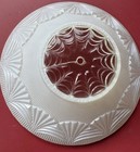 Vtg Art Deco Glass Ceiling Light Shade Clear And Opaque White Drape Fan Detail