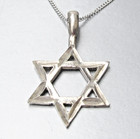 Sterling Silver Beveled Star Of David Vintage Pendant Necklace