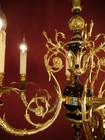 Vintage French Brass Chandelier 6 Light Black   Gold Louis Xvi Style    24 8   