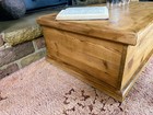 Old Antique Pine Chest  Vintage Wooden Storage Trunk  Blanket Box  Coffee Table 