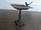 Antique Cast Iron Bird Bath Garden Yard Art Ornate Footed Pedestal Vtg 12 1 4 