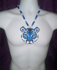 Blue Tiger Perler Bead Kandi Necklace-edc-rave-festival-plur-edm