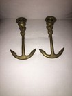 Vintage Brass Anchor Bookends     Mid-century Nautical Decor
