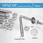 10pcs 1 4  X 21 4  Concrete Anchor Bolts 304 Stainless Steel Wedge Anchors Fo   