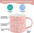 Mothers Day Gifts - Best Mom Ever Mug Gifts For Mom - Floral Embossed Pattern Ce