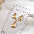 Stainless Steel Tri-color Cable Chain Necklace With Oval Charm Pendant