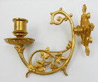 Vintage Pair Of Cast Bronze Brass Candle Holder Wall Mounted Candle Sconces
