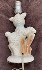 Vtg 1950s Nursery Rhyme Lamb Table Lamp Hand Painted Ceramic Children s Works