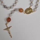 Catholic Our Lady Of Fatima Rosary Gold Tone Stone Bead 5 Decade Prayer Necklace