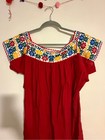 Huipil Mexican Guerrero Red Embroidered Dress Handmade Artisan Hand Stitched