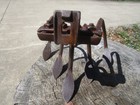 Vintage 5 Tine Push Plow High Wheel Garden Cultivator Attachment Hoe Cast Iron