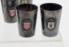 6 Vintage Silverplate Shot Glasses With Enamel Emblens  German Towns