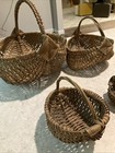 Vintage Set Extra Large Primitive Egg Gathering Buttocks Basket God   s Eye Woven