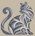 Cross Stitch Printed Pattern Monochrome Abstract Cat Chart Needlework Dmc Color