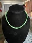 Vintage Green Glass Beaded Necklace   Bracelet Set W sterling Clasps