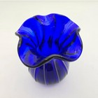 Vintage Art Glass Vase Fluted Ruffled Edge Swirl Design Handmade Decor 8  Tall