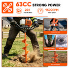 Post Hole Digger 63cc Gas Powered Earth Digger With 6  10  Auger Drill Bit