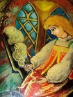 Vtg Black Lacquer Hinged Trinket Box Hand Painted Russia   Signed Fairytale 