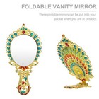 Mirror Comb Set Peacock Pattern Vintage Hand Mirror Metal Makeup Mirror Folda   